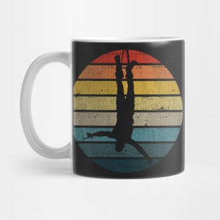 Bungee jumping Silhouette On A Distressed Retro Sunset graphic Mug